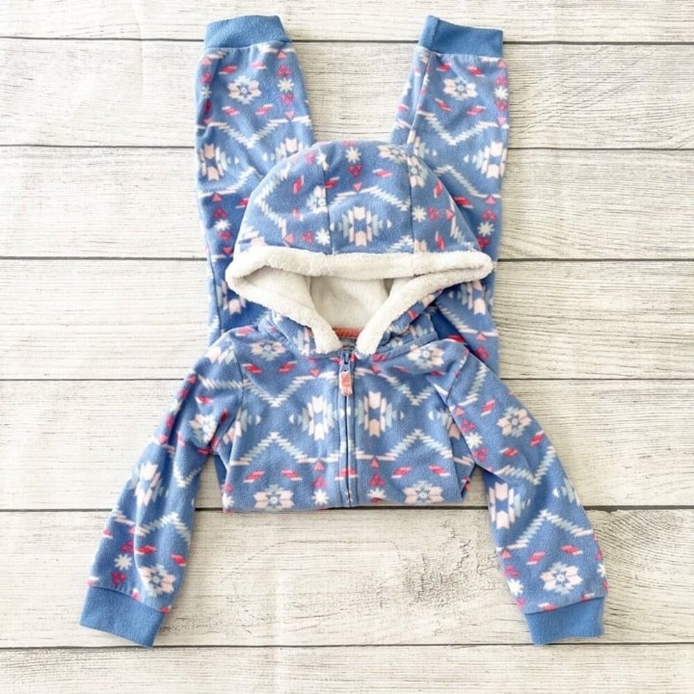 Carter’s Fleece Bunting Hooded One-Piece Sherpa Lined Romper 12-18 Months